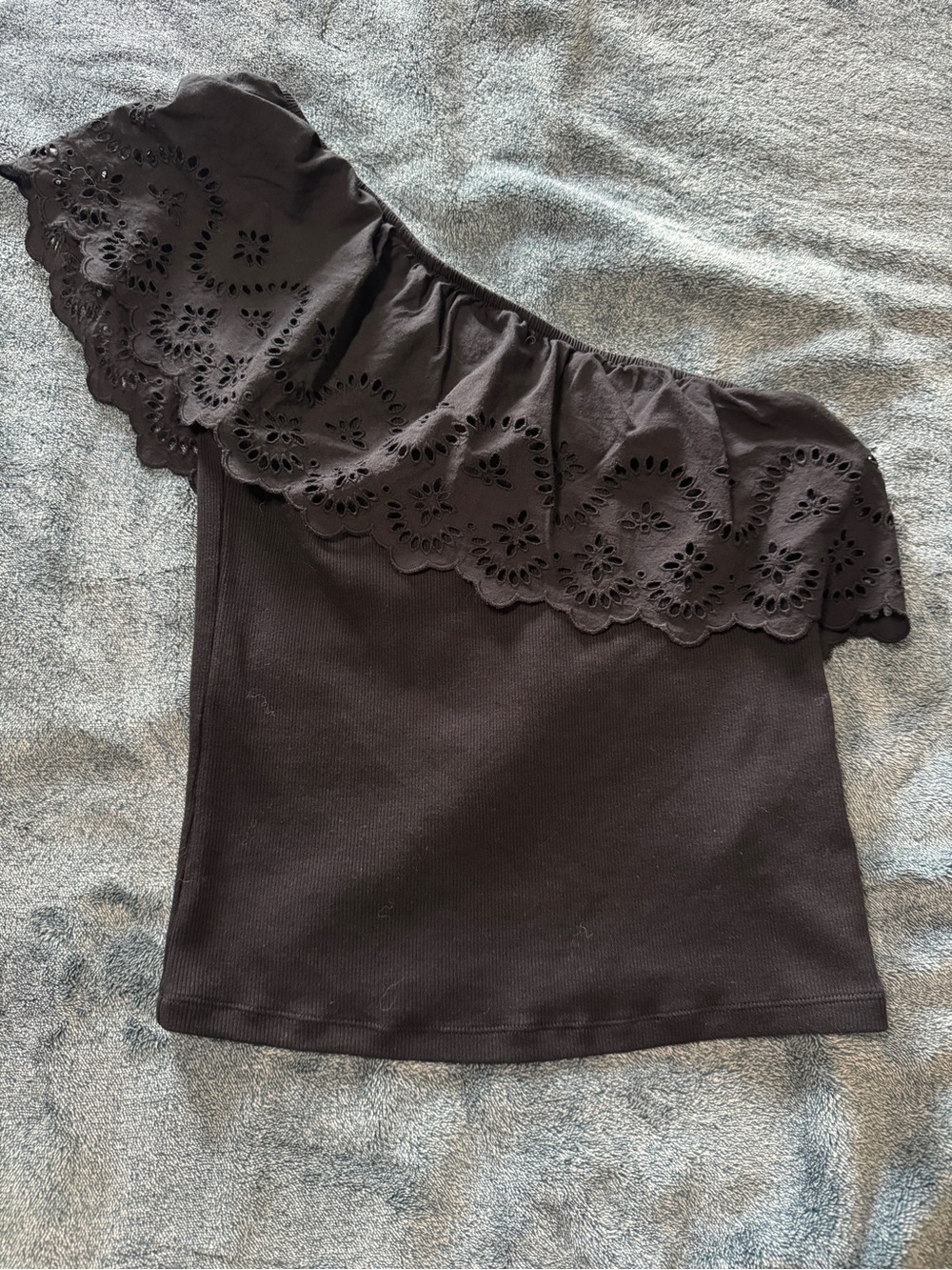 Old Navy Black One-Shoulder Top with Ruffle Detail